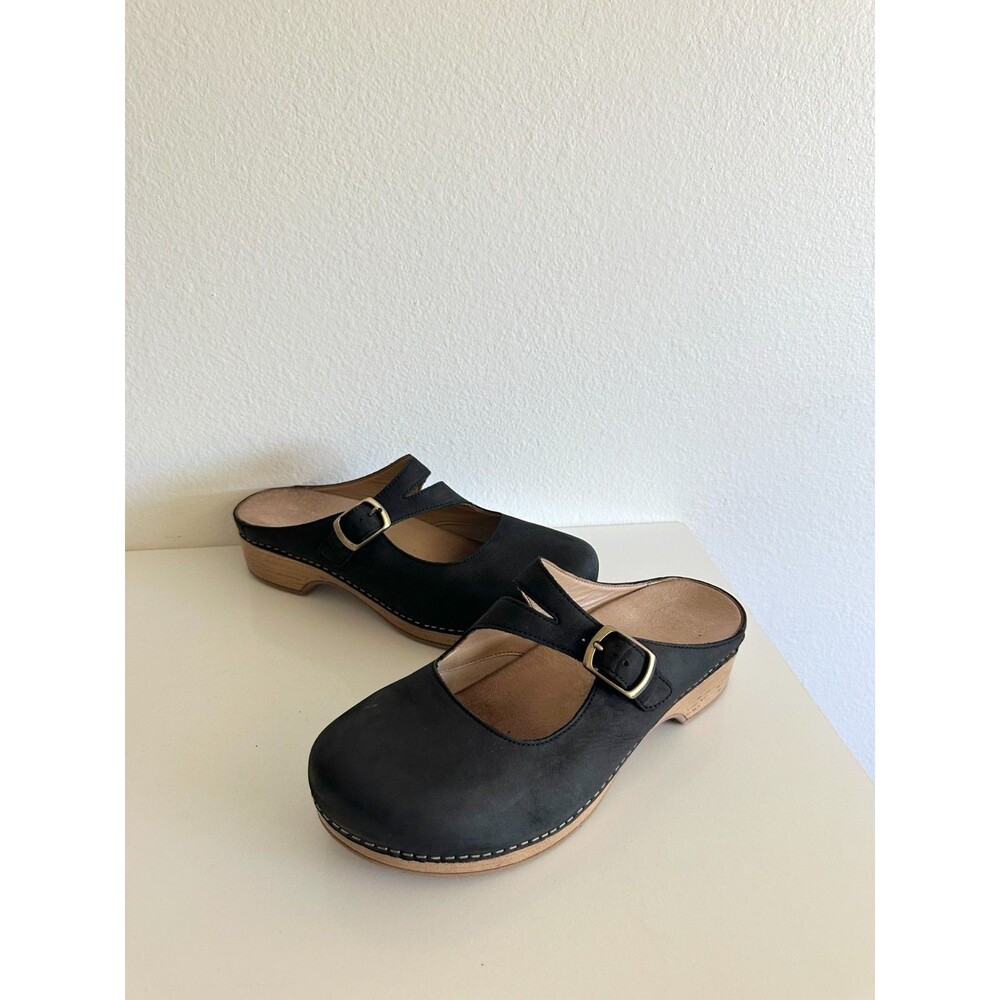 Dansko Britney Black Nubuck Mary Jane Clog Cottagecore Women's EU 43 US 12.5